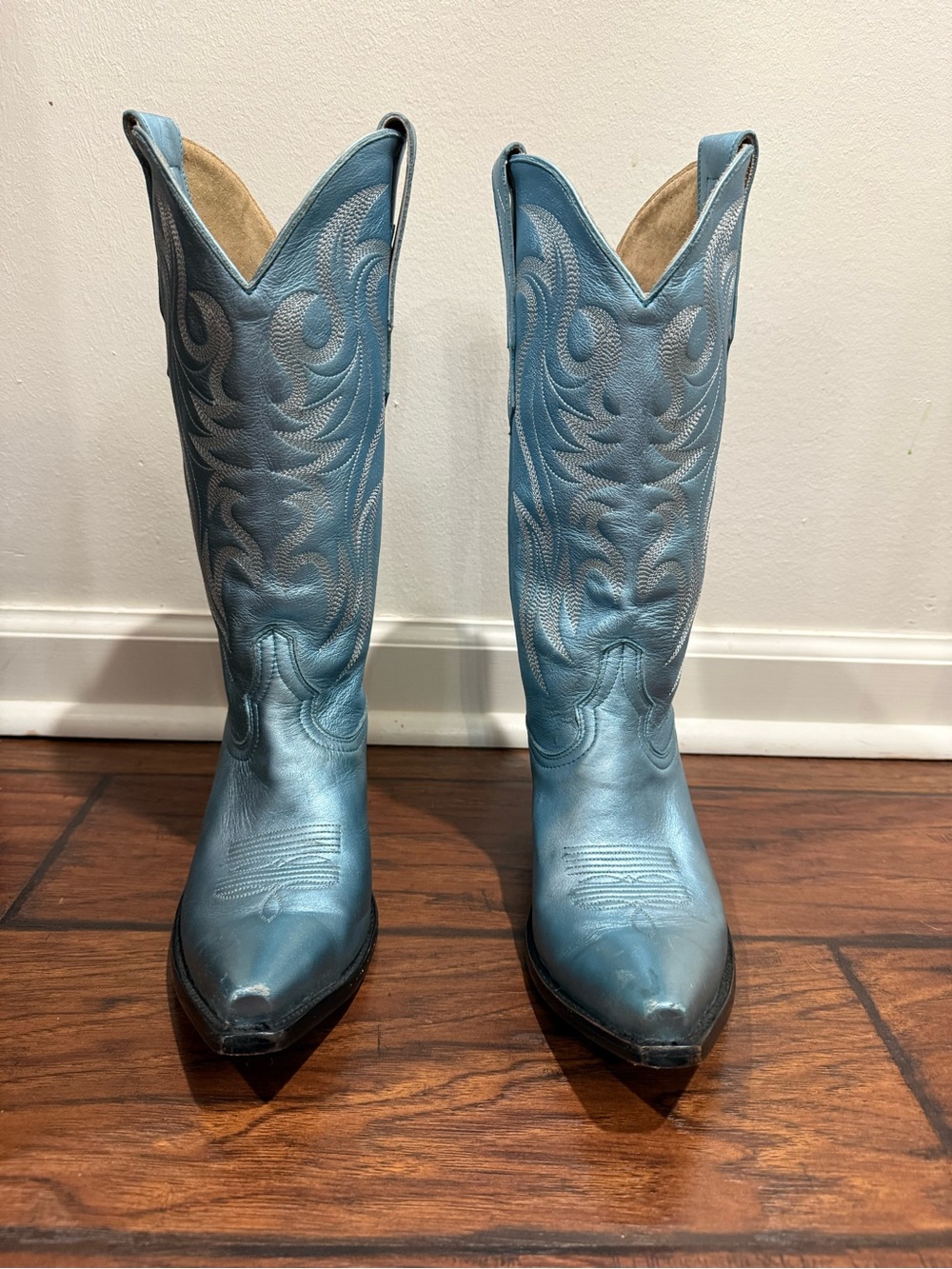 Idyllwild Teal Leather Pointed-Toe Cowboy Boots